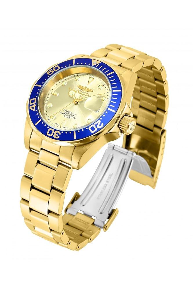 INVICTA ゴールド アナログクォーツ腕時計と付属品付 腕時計 メンズ 黒ゴールド デカくてゴツい インビクタ クォーツ